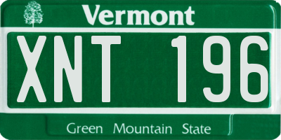 VT license plate XNT196