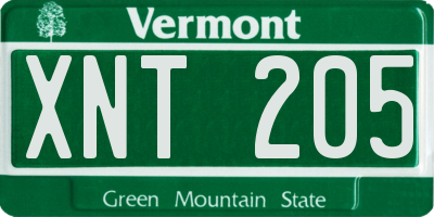 VT license plate XNT205