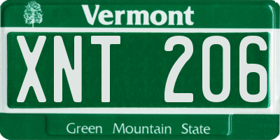 VT license plate XNT206