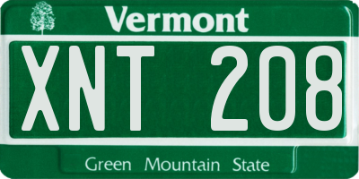 VT license plate XNT208