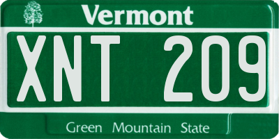 VT license plate XNT209