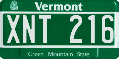 VT license plate XNT216