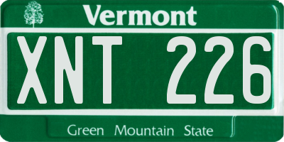 VT license plate XNT226