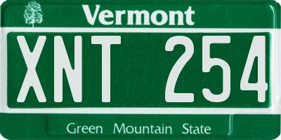 VT license plate XNT254