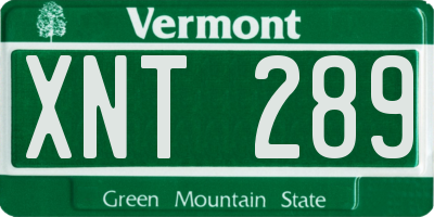 VT license plate XNT289