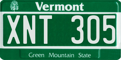VT license plate XNT305