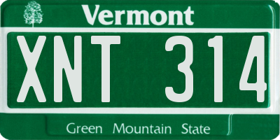 VT license plate XNT314