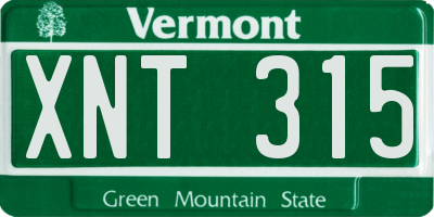 VT license plate XNT315