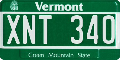 VT license plate XNT340