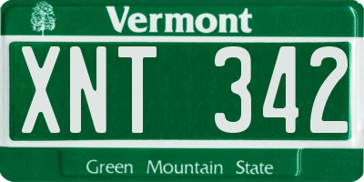 VT license plate XNT342