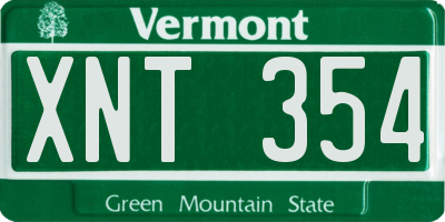 VT license plate XNT354