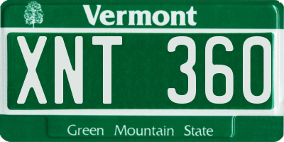 VT license plate XNT360