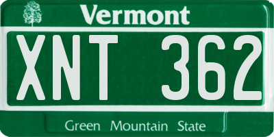 VT license plate XNT362