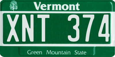 VT license plate XNT374