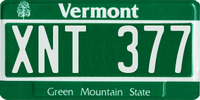 VT license plate XNT377
