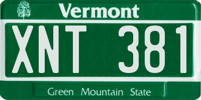 VT license plate XNT381