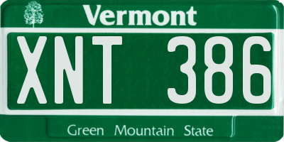 VT license plate XNT386