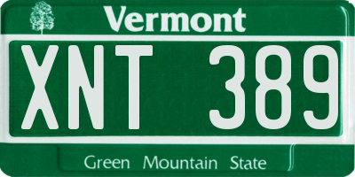 VT license plate XNT389