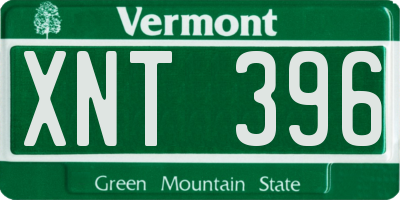 VT license plate XNT396