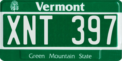 VT license plate XNT397