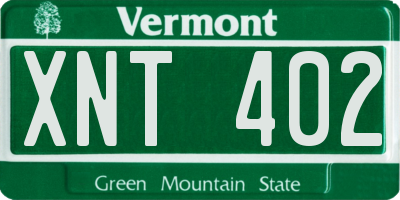 VT license plate XNT402