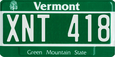 VT license plate XNT418