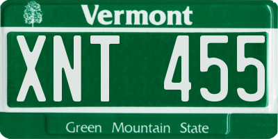 VT license plate XNT455