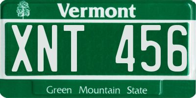 VT license plate XNT456