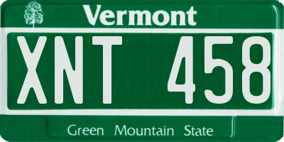 VT license plate XNT458