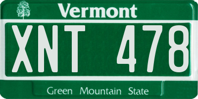 VT license plate XNT478