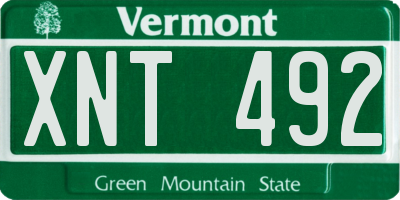 VT license plate XNT492