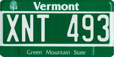 VT license plate XNT493