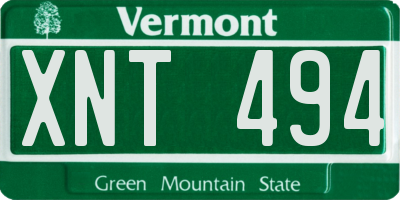 VT license plate XNT494