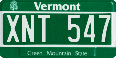VT license plate XNT547