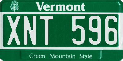 VT license plate XNT596