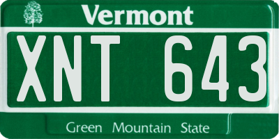 VT license plate XNT643