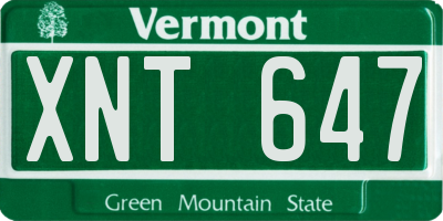VT license plate XNT647