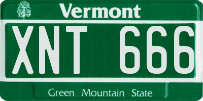 VT license plate XNT666