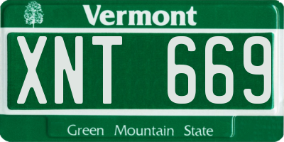 VT license plate XNT669
