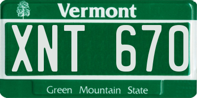 VT license plate XNT670