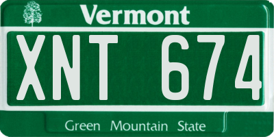 VT license plate XNT674
