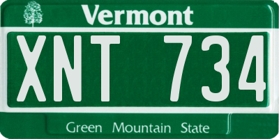 VT license plate XNT734