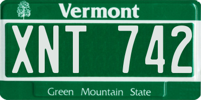VT license plate XNT742