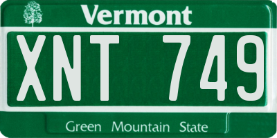 VT license plate XNT749