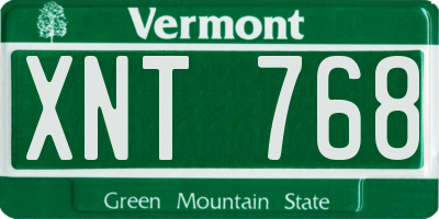 VT license plate XNT768