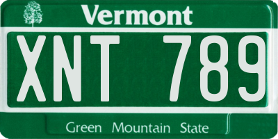 VT license plate XNT789