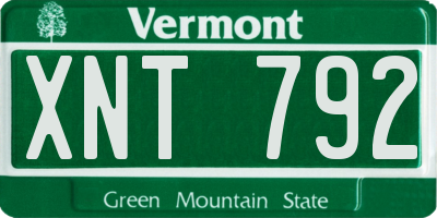 VT license plate XNT792