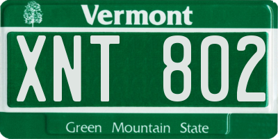 VT license plate XNT802
