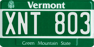 VT license plate XNT803