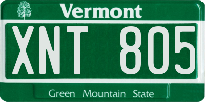VT license plate XNT805